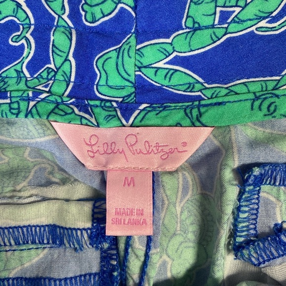 Vintage Lily Pulitzer Elephant Print Wide Leg Pants Blue Green Size Medium - Picture 6 of 7